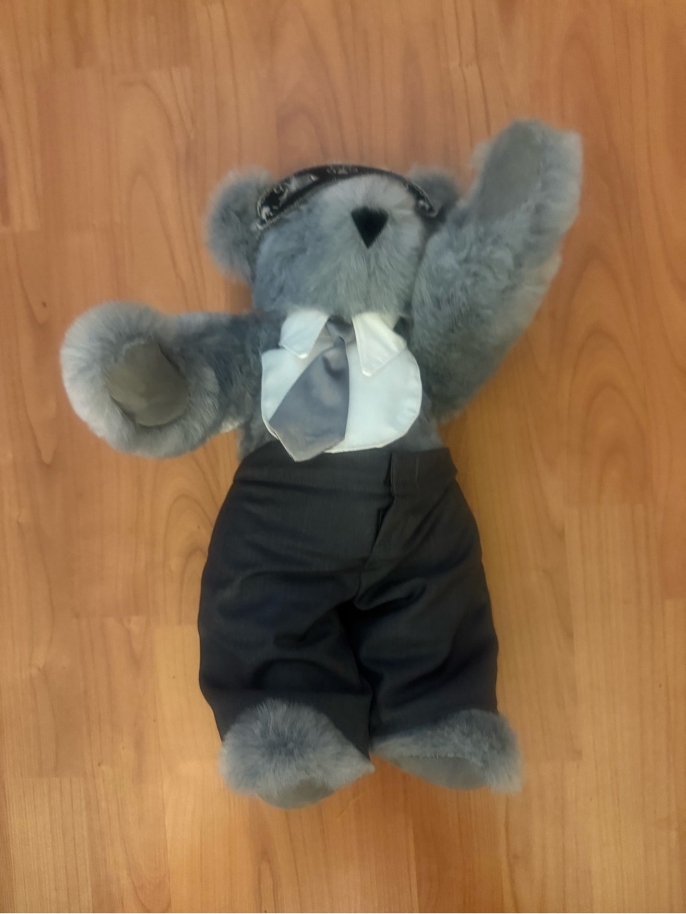 Vermont Teddy Bear Company No. 1 Plush Gray Made in USA Vintage Tux Tie